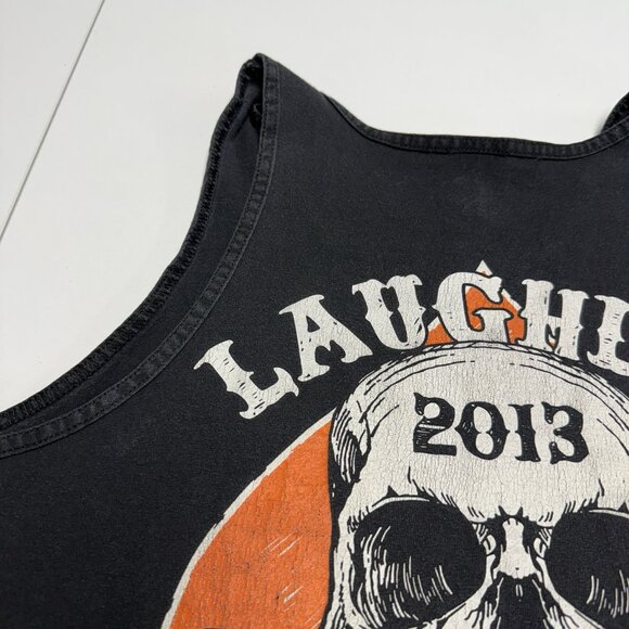 Laughlin Nevada Biker T Shirt Mens XL 23x29.5 Black Sleeveless Skull - Picture 6 of 11